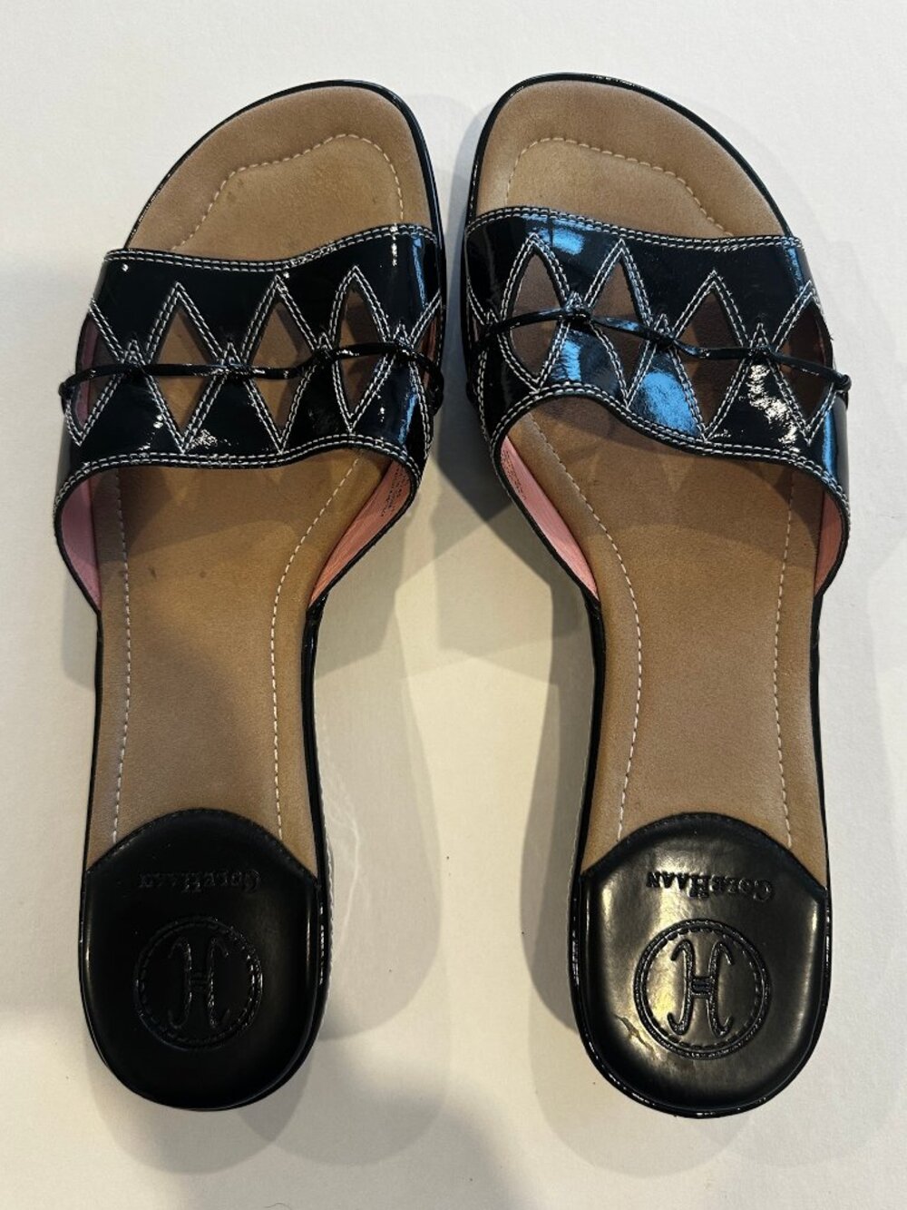 Cole Haan Nike Air Black Patent Leather Slide Sandals Size 9B